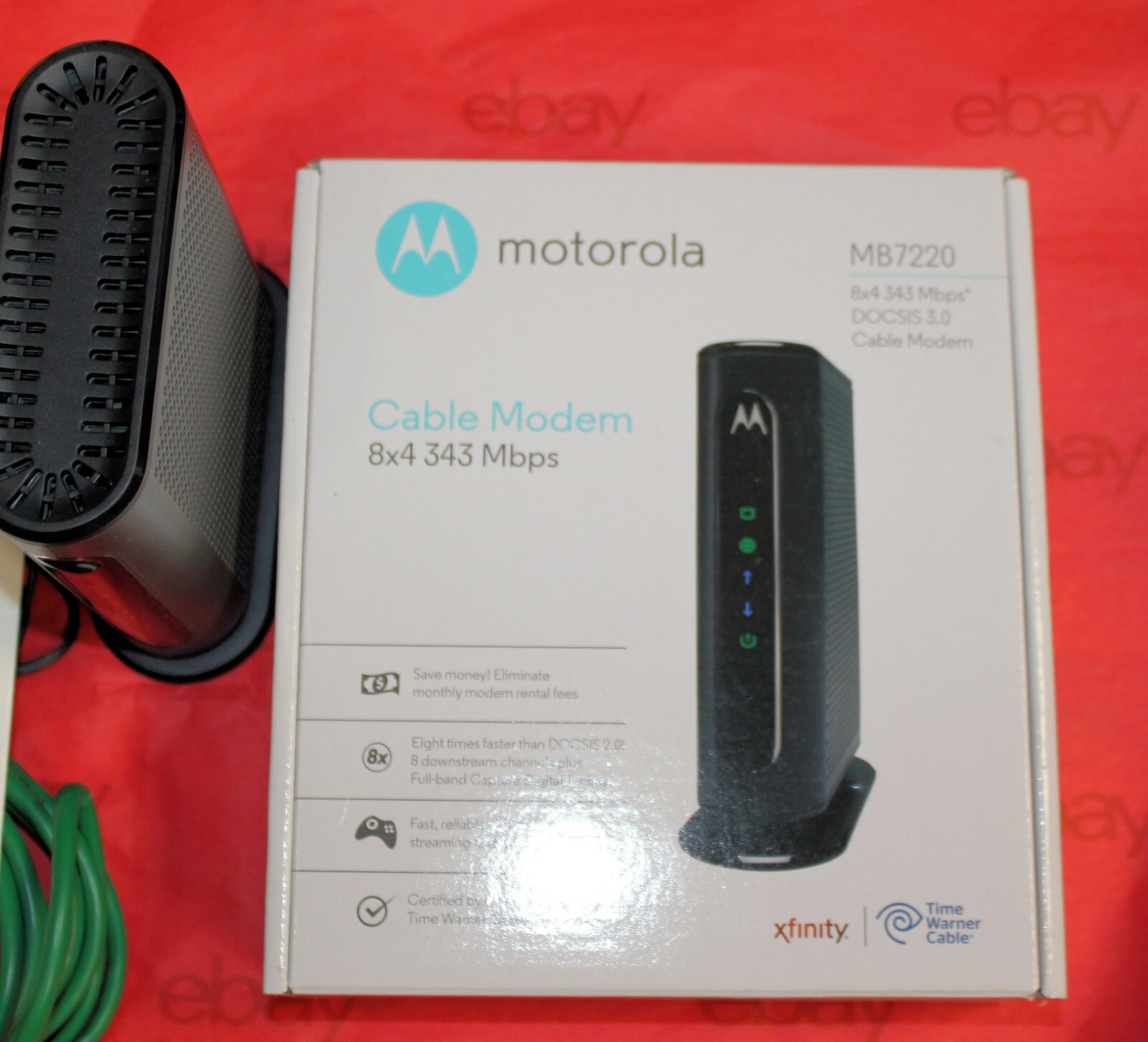 Motorola MB7220 Black 343 Mbps DOCSIS 3.0 8×4 Channel Bonding Cable Modem