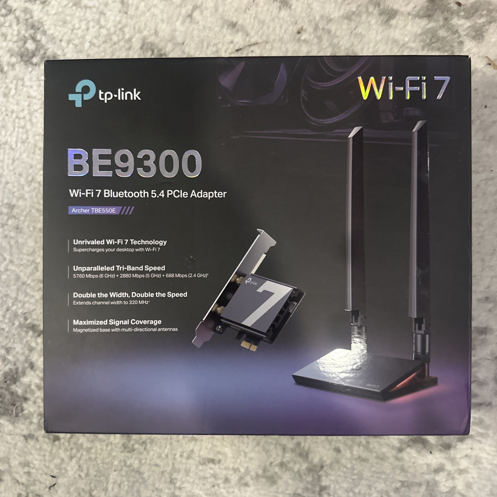 TP Link BE9300 WiFi 7 Bluetooth PCIe Adapter Tri-Band Bluetooth 5.4 TBE550E