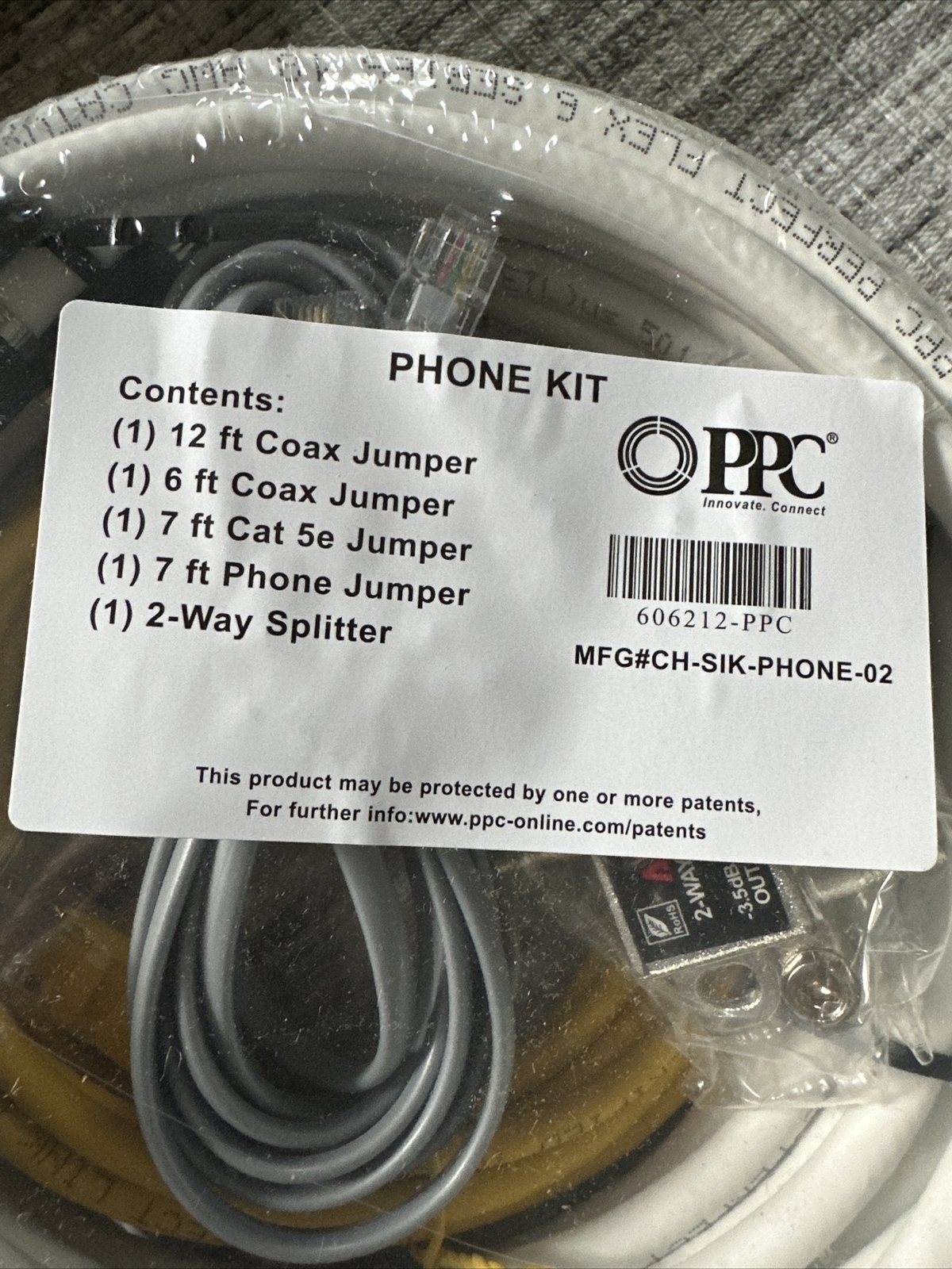 PPC Phone Kit, Coax, Cat 5e, Phone Jumper, 2-way Splitter #CH-SIK-PHONE-02