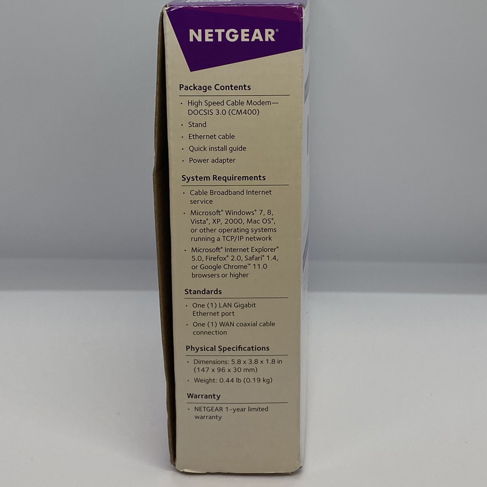 Netgear DOCSIS 3.0 (CM400-100NAS) 340 Mbps High Speed Cable Modem