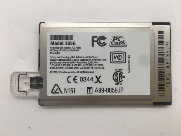 3COM USROBOTICS 56K MODEM PC CARD, MODEL 3056, V.90 56K