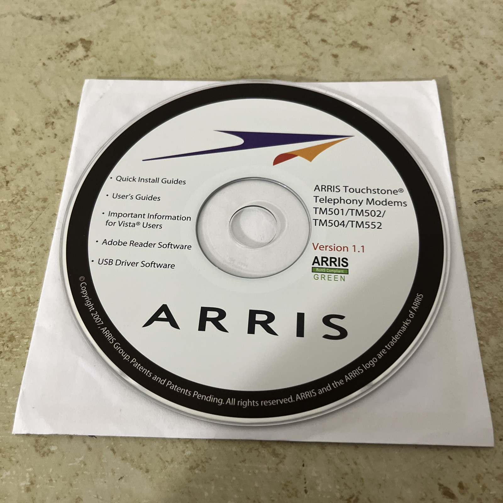 ARRIS TOUCHSTONE TELEPHONE CABLE MODEMS Ver. 1.1 CD TM501/TM502/TM504/TM552