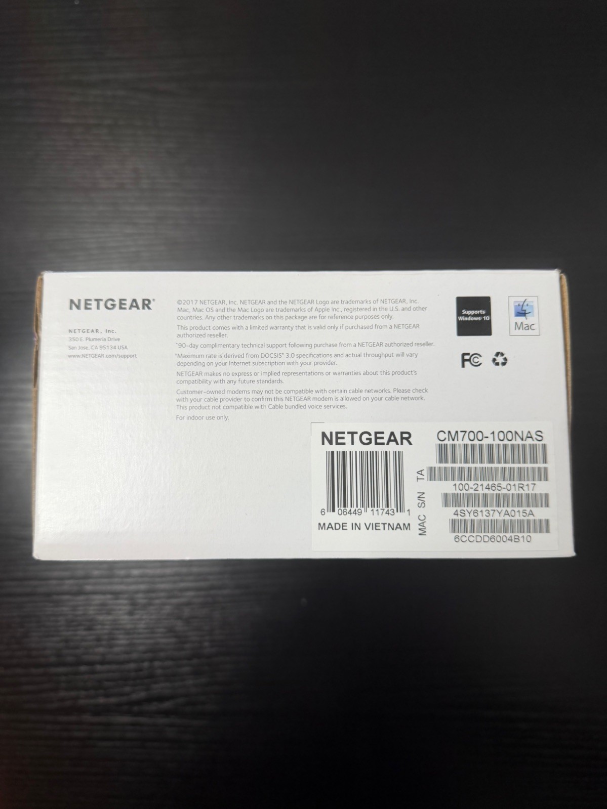 NETGEAR CM700 High Speed Cable Modem CM700-100NAS