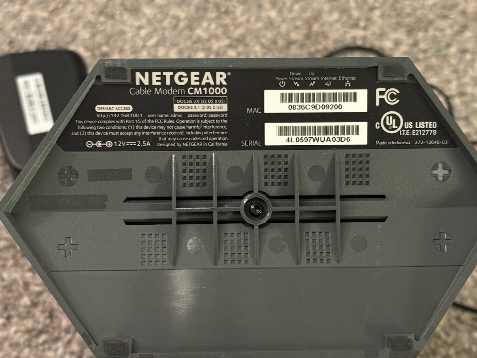 NETGEAR CM1000 Cable Modem Docsis 3.1