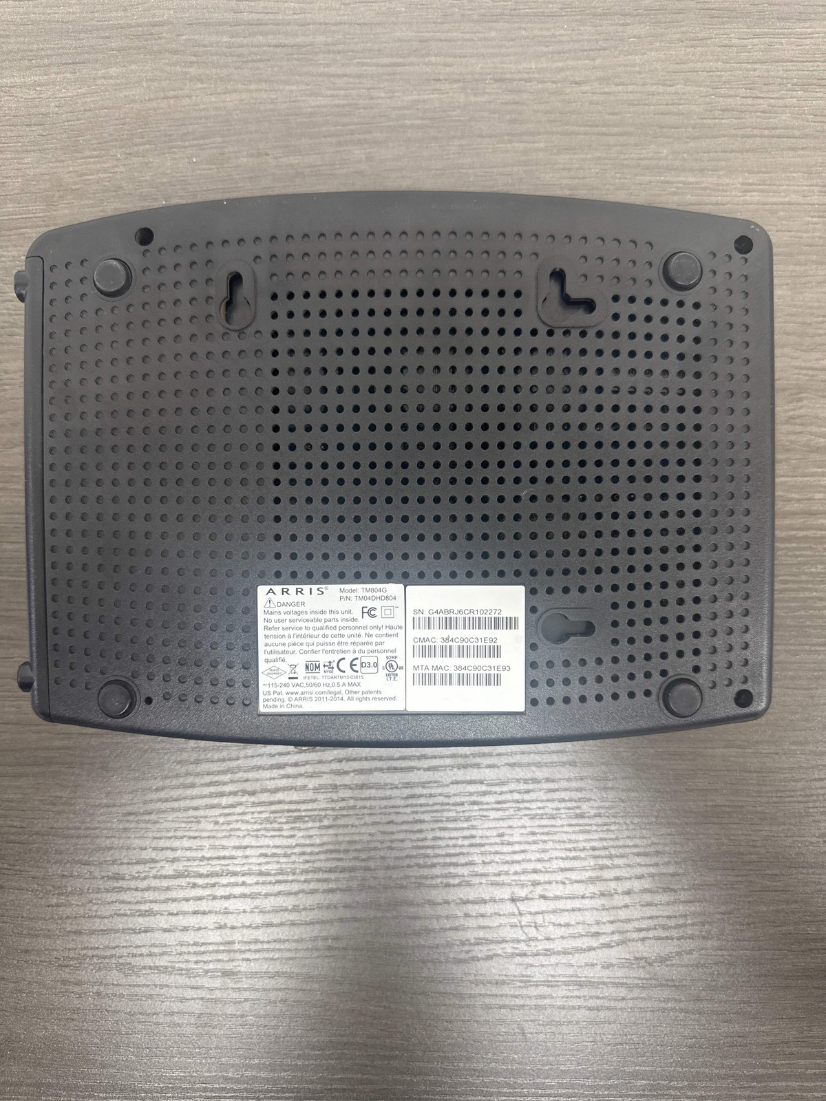 ARRIS Touchstone TM804G DOCSIS 3.0 Cable Telephone Modem Used