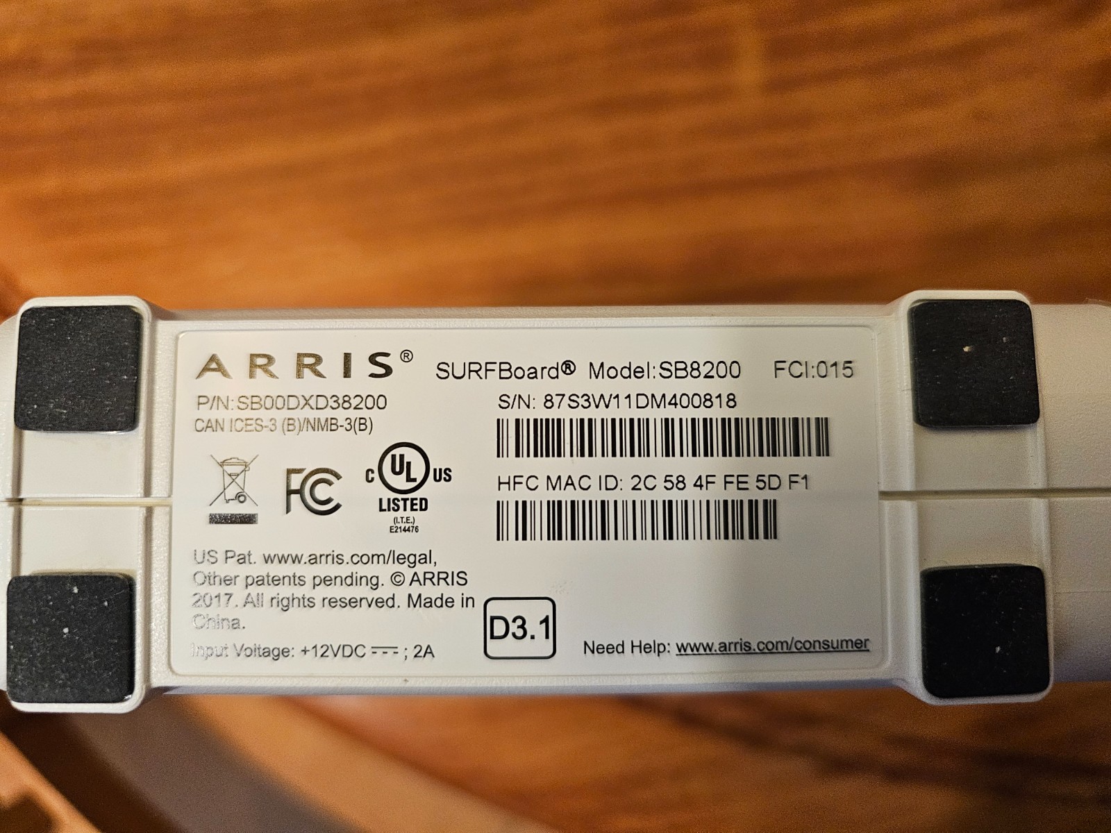 ARRIS (SB8200) – Cable Modem – Fast DOCSIS 3.1 32×8 Gigabit Cable Modem