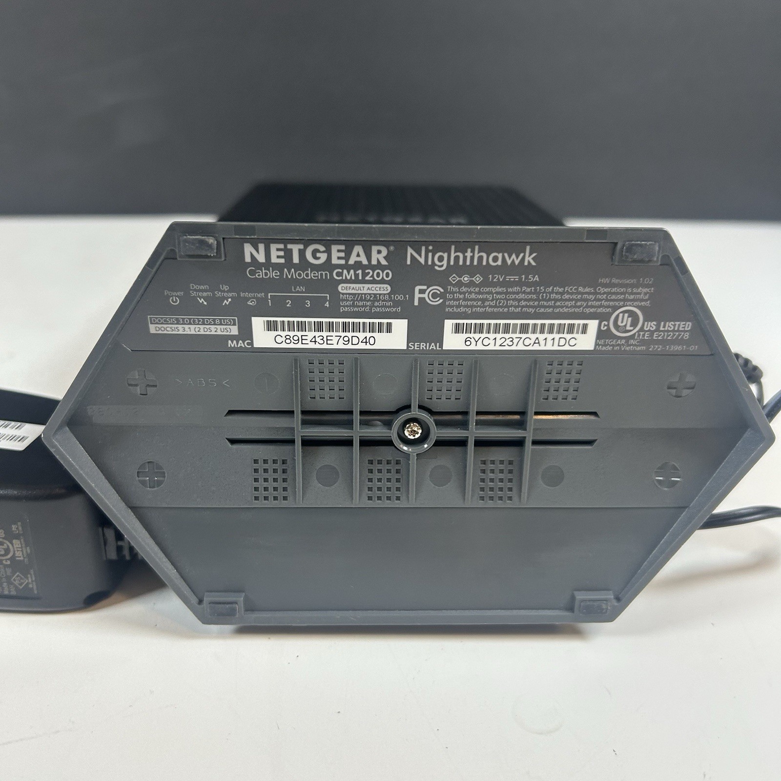 NETGEAR Nighthawk CM1200-100NAS DOCSIS 3.1 Cable Modem
