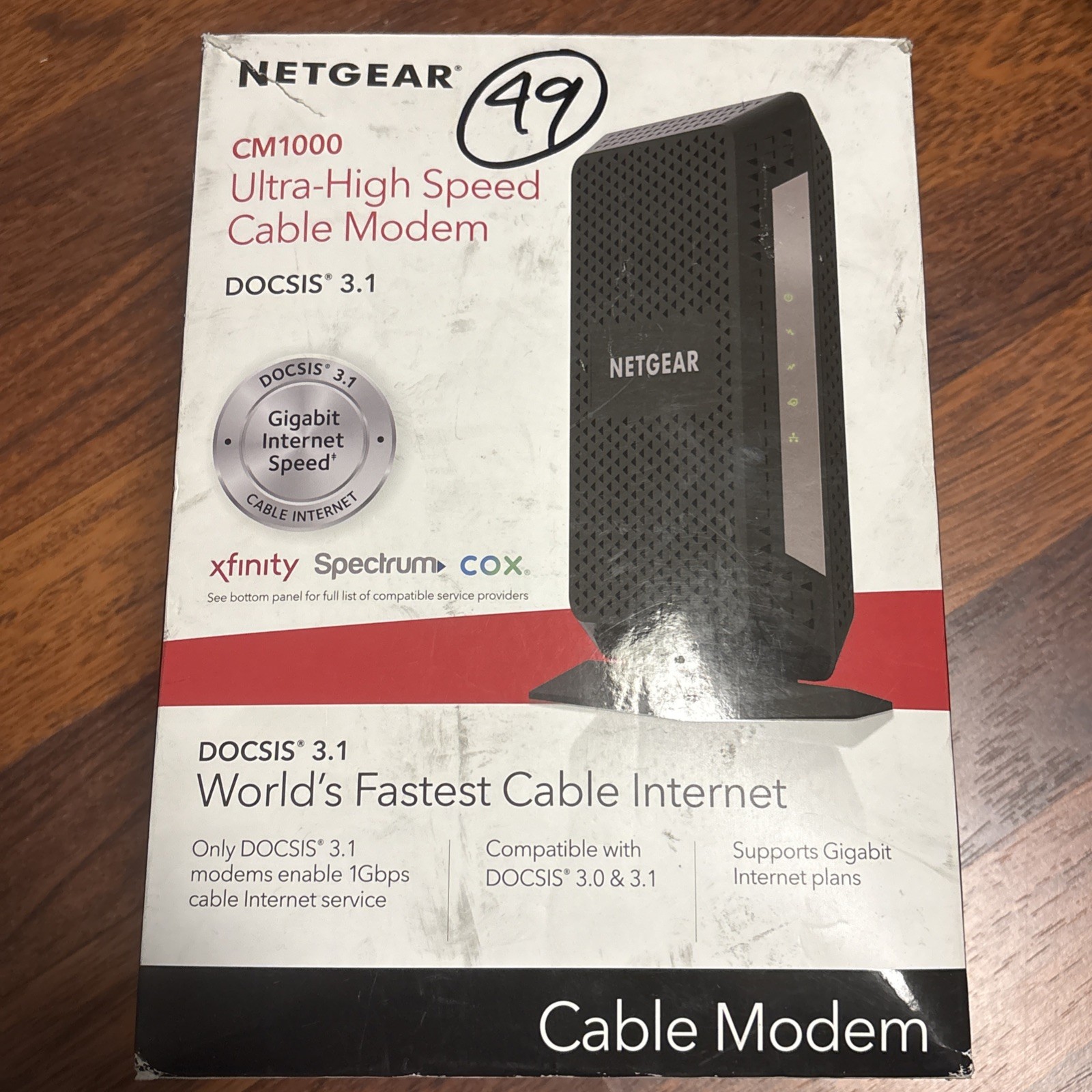 NETGEAR CM1000 Wired-Ethernet (RJ-45) Cable – CM1000100NAS (Black) OPEN BOX