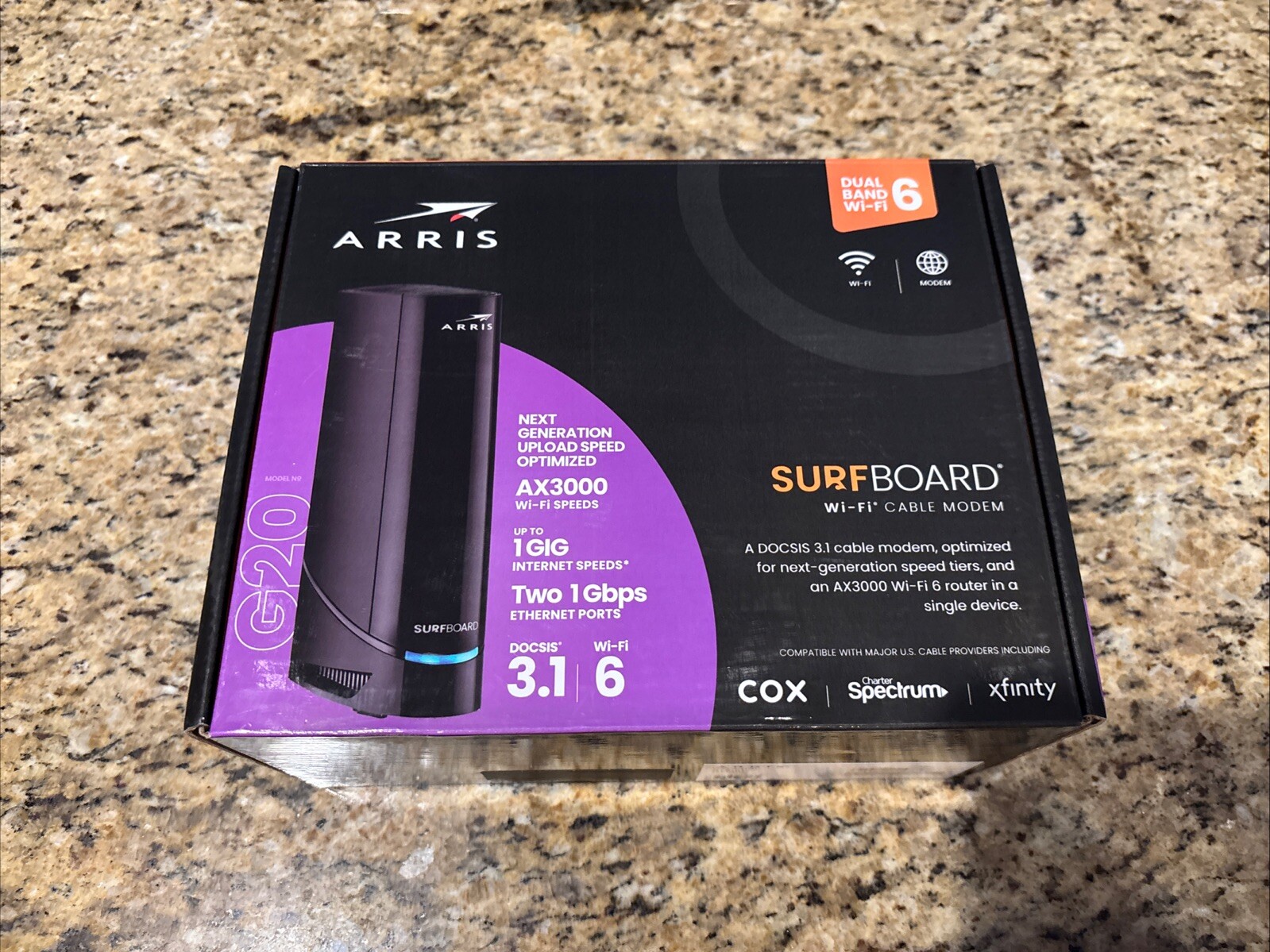 ARRIS – SURFboard G20 DOCSIS 3.1 Cable Modem AX3000 ROUTER *Open-box/New*