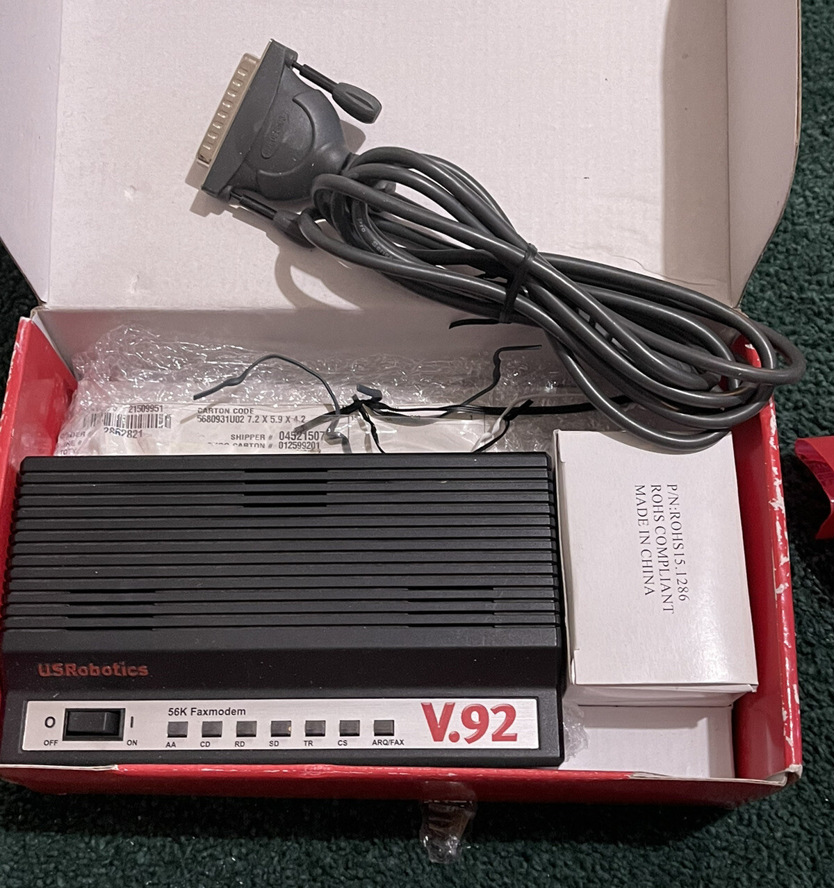 US Robotics USR5686E 56k V.92 External Serial Data Fax Modem