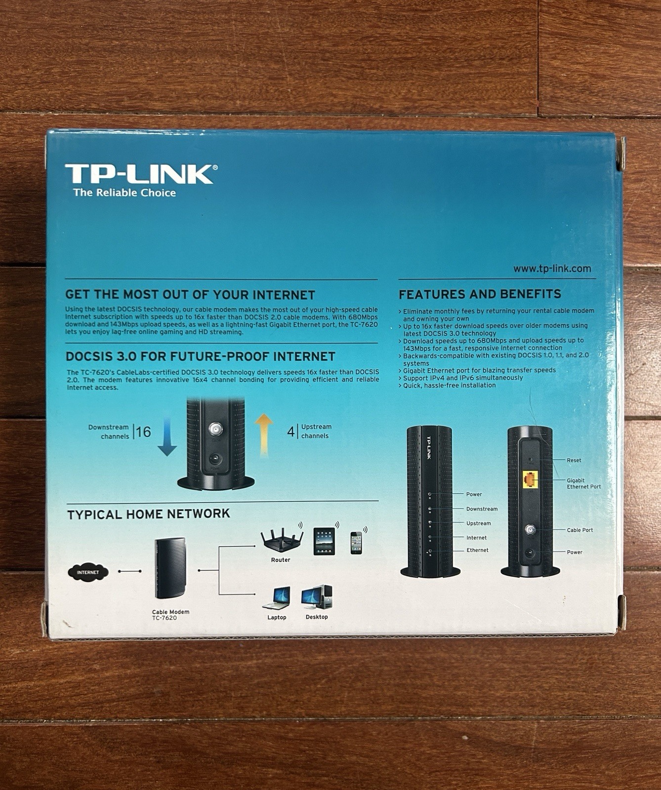 TP-Link TC-7620 DOCSIS 3.0 Cable Modem 680 MBPS New Open Box