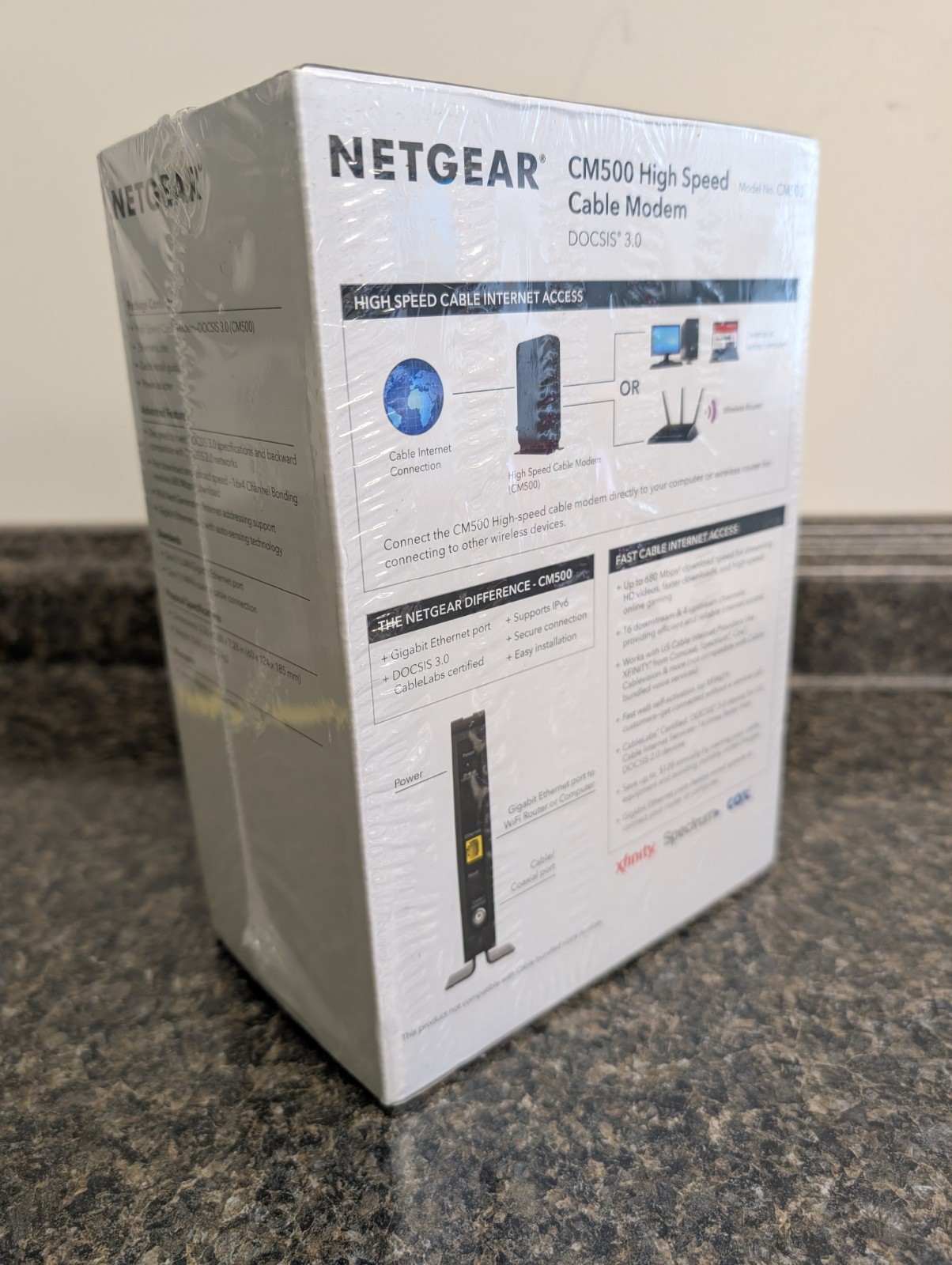 Netgear High Speed Cable Modem Model CM500 – DOCSIS 3.0 NEW SEALED!