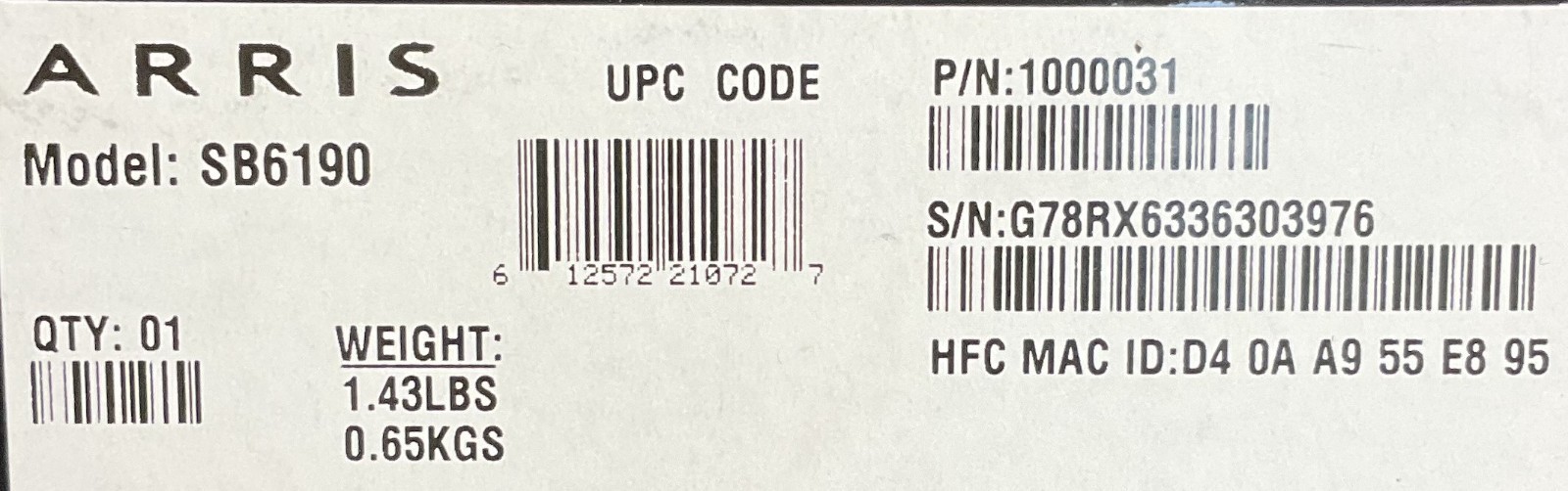 NETGEAR DM111PSP ADSL2+ Modem AND Arris SB6190 Cable Modem – NO Power Cords