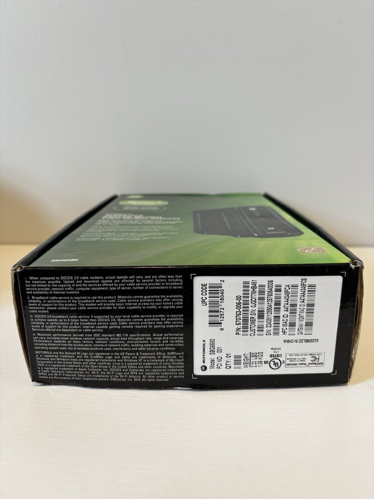 Motorola SURFboard SBG6580 DOCSIS 3.0 eXtreme Wireless Cable Modem Gateway