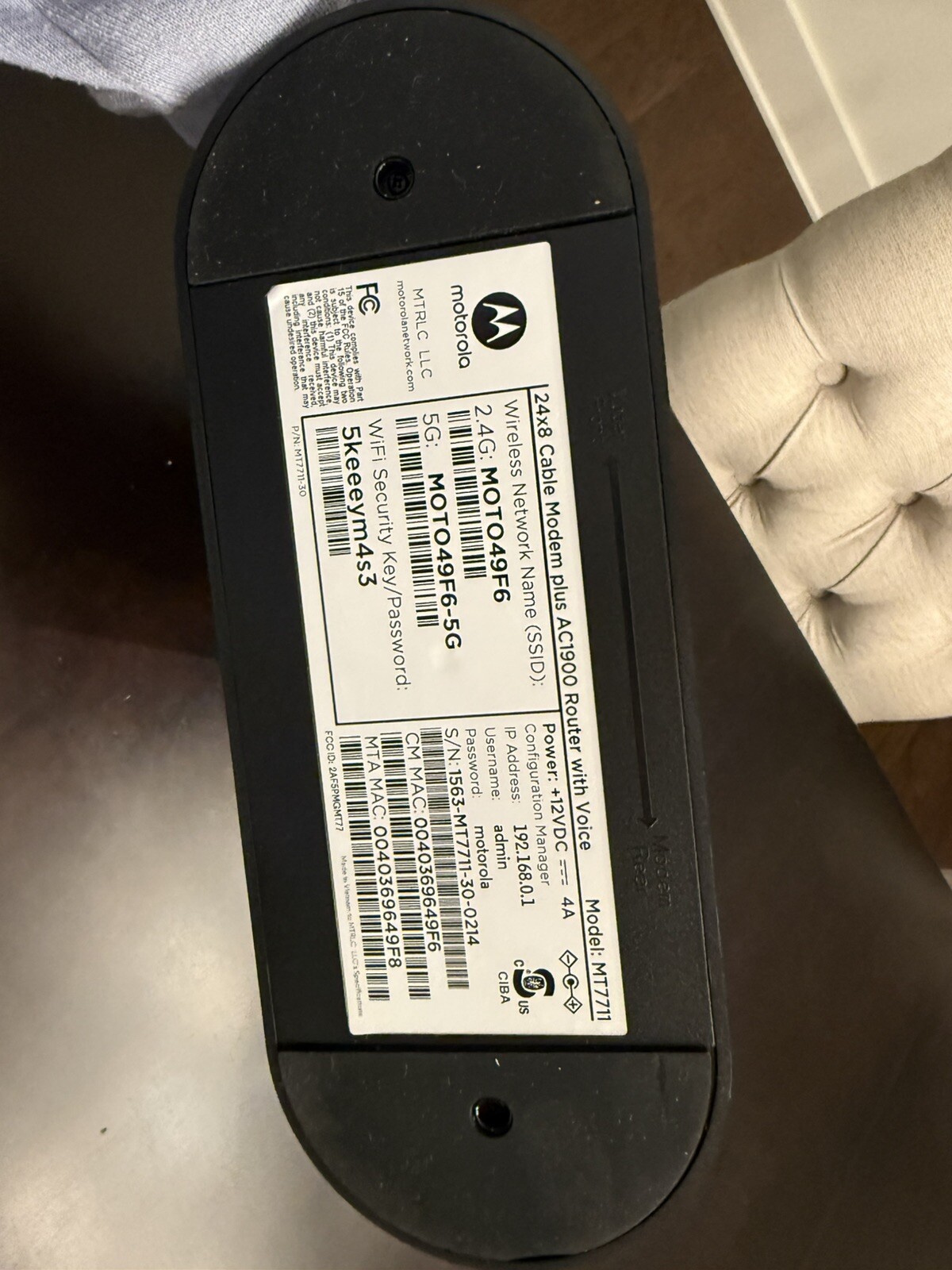 Motorola MT7711 Cable Modem Plus Router Open As Is See Photos