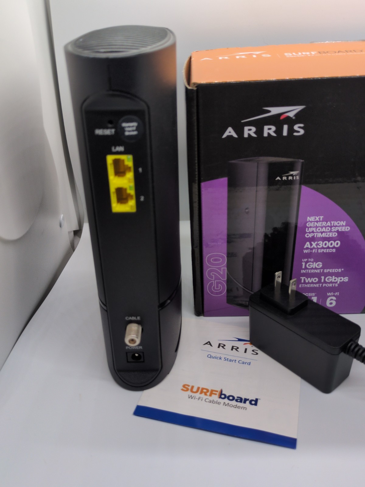 ARRIS SURFboard G20 DOCSIS 3.1 Cable Modem AX3000 ROUTER EX Condition works!