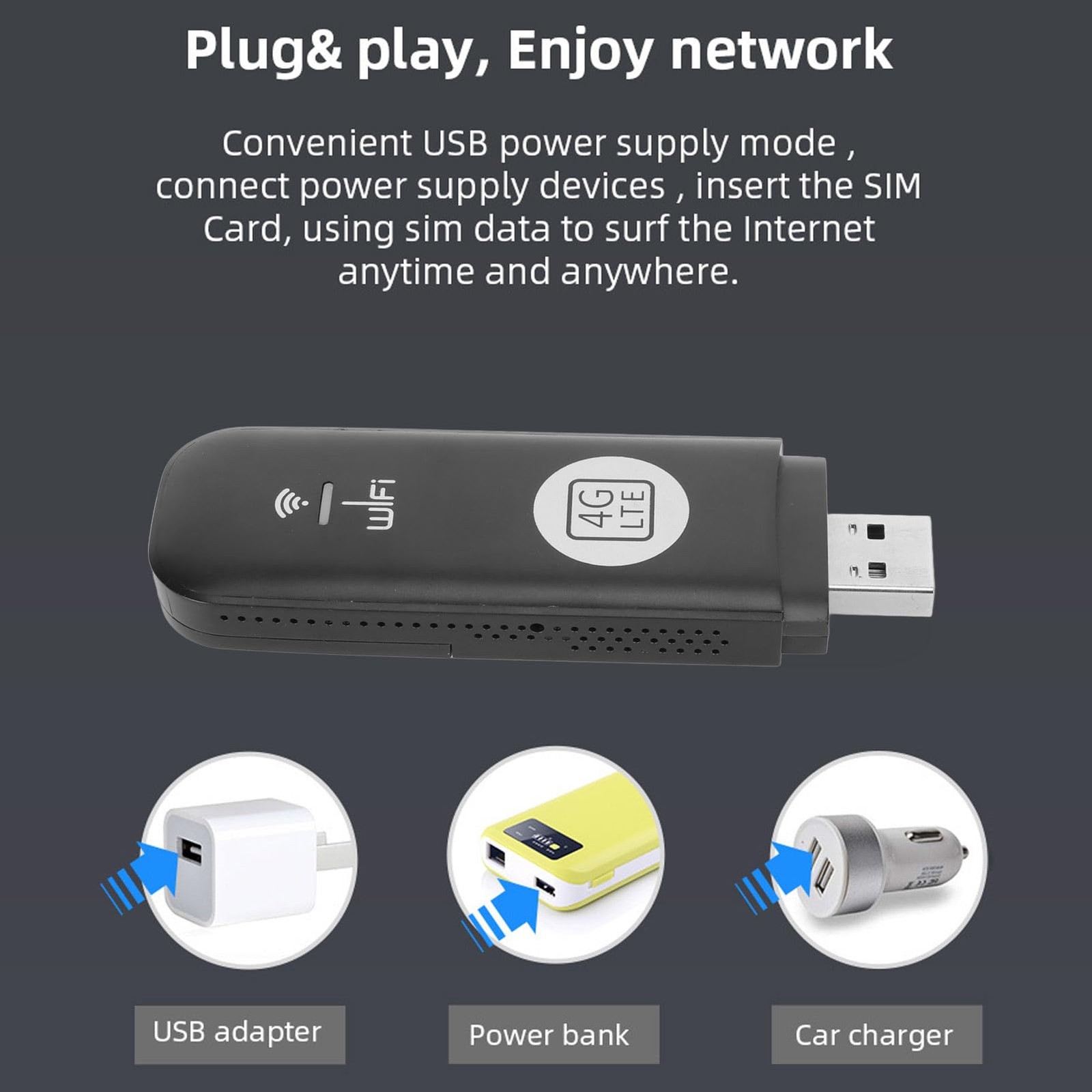 4G LTE USB WiFi Modem, High Speed 150Mbps Portable Travel Hotspot with SIM Ca…