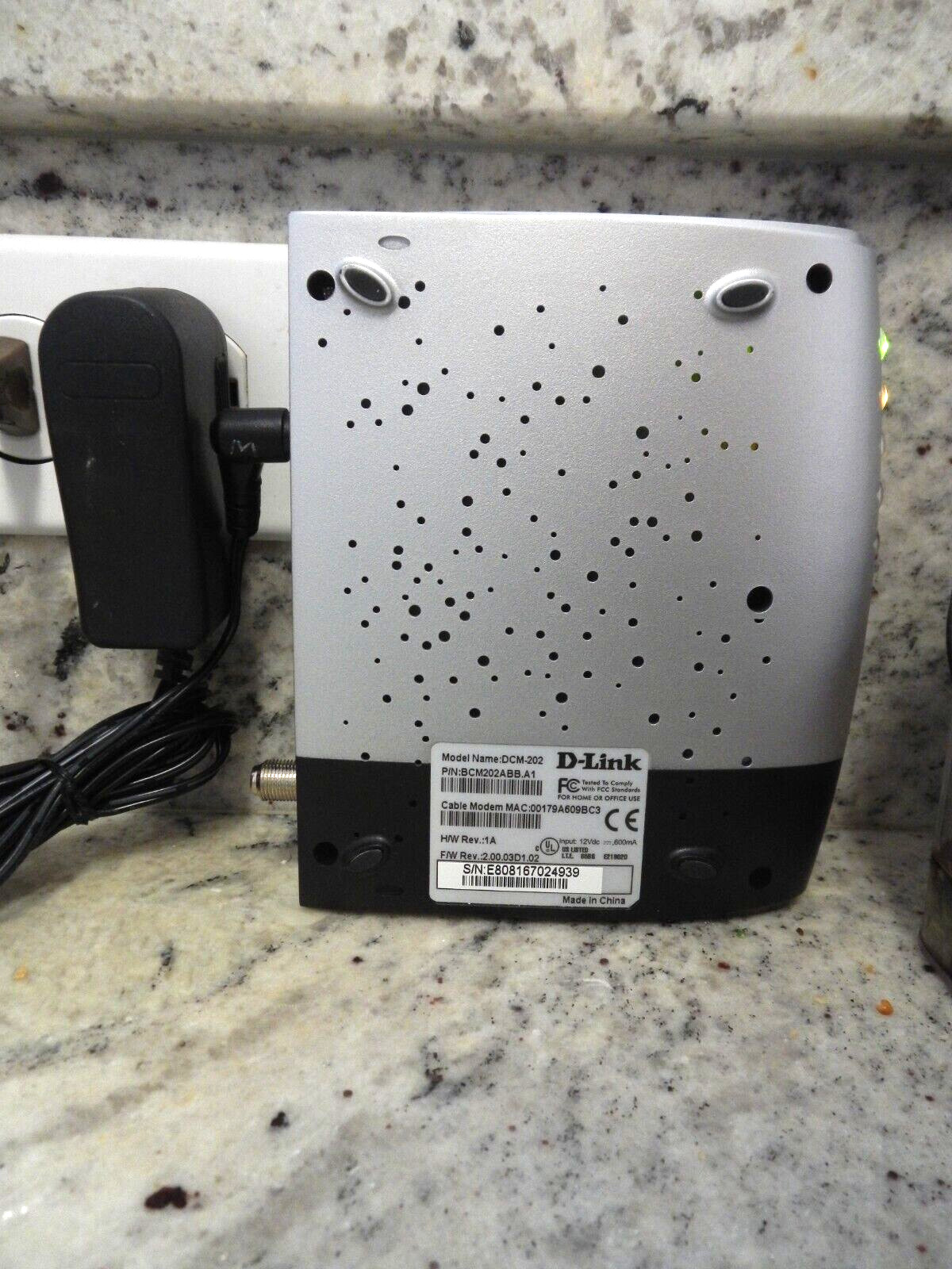 DLink DCM-202 BCM202ABB.A1 2.00.03D1.02 Ethernet Modem + ** NEW POWER CORD **