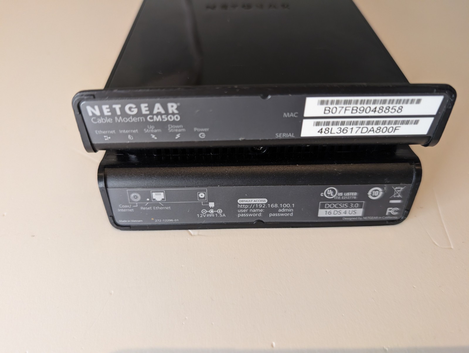NETGEAR Cm500 16×4 DOCSIS 3.0 Cable Modem Max Download Speeds of 686mbps