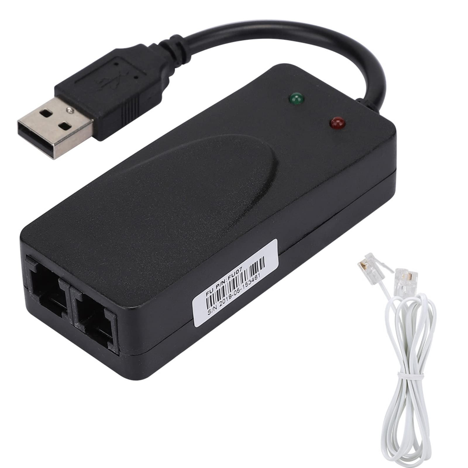 USB 2.0 56K Fax Modem, External V.90 V.92 Modem with Dual Ports, USB Data Mod…