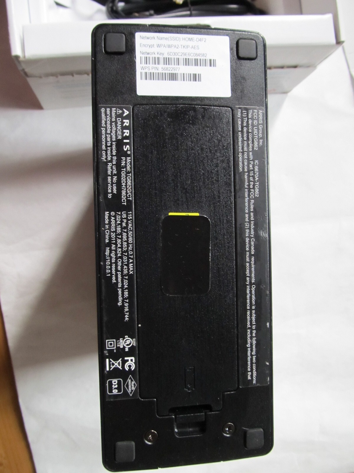 XFINITY Internet Prepaid Starter Kit Arris TG862G router