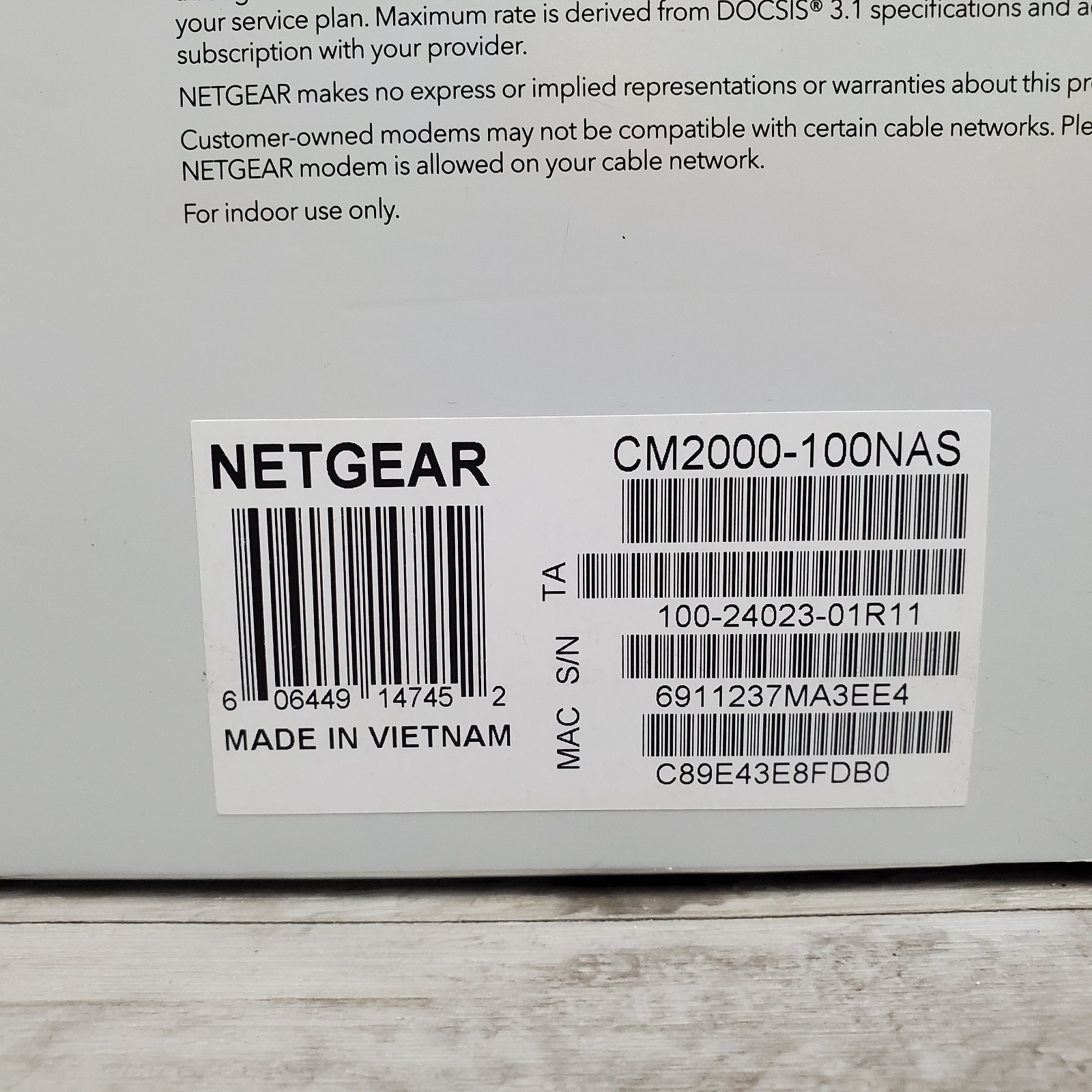 NETGEAR Nighthawk CM2000 DOCSIS 3.1 2.5Gbps Cable Modem For Gaming