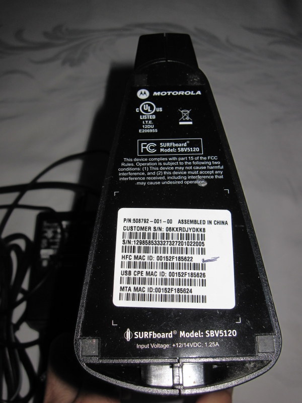 Motorola SURFboard SB5120 (505788-006-00) 38.91 Mbps