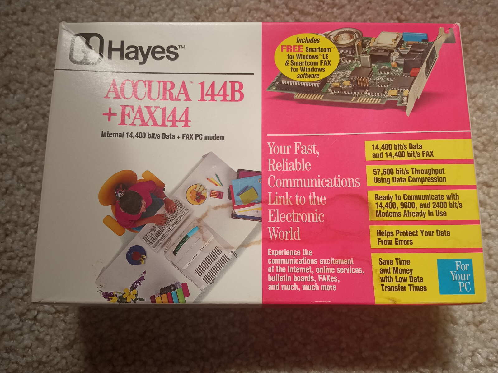 HAYES ACCURA 144B + FAX144 INTERNAL 14,400 bit/s Data + Fax PC Modem NEW IN BOX