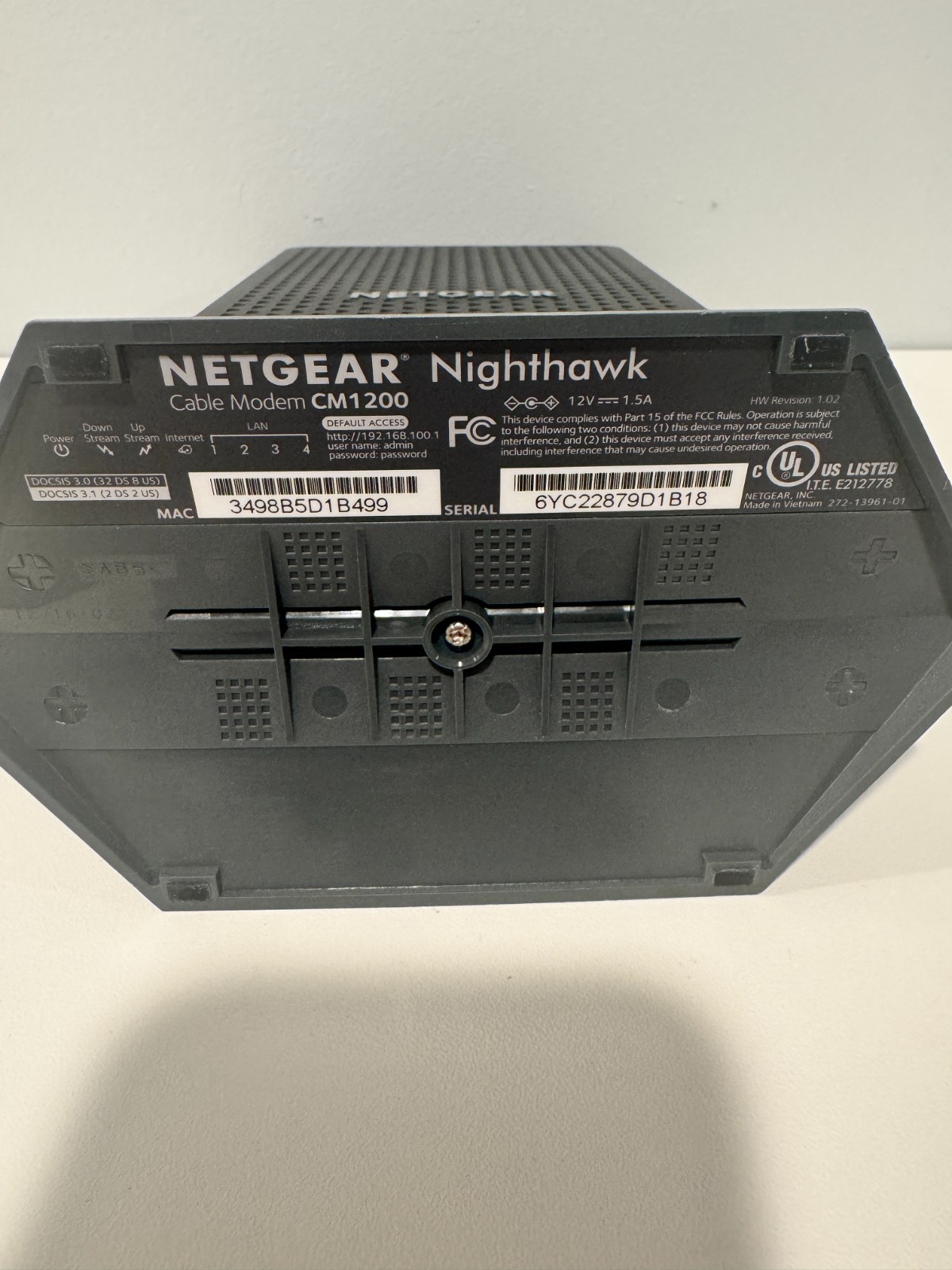 NETGEAR CM1200 DOCSIS 3.1 High Speed Cable Modem with Power Supply & 4-port LAN