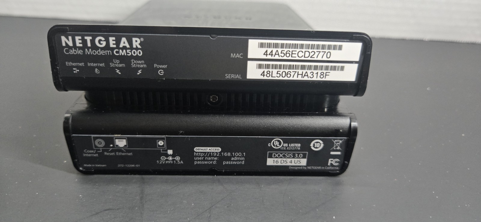 Netgear CM500 Docsis 3.0 High Speed Cable Modem Cox Xfinity Original