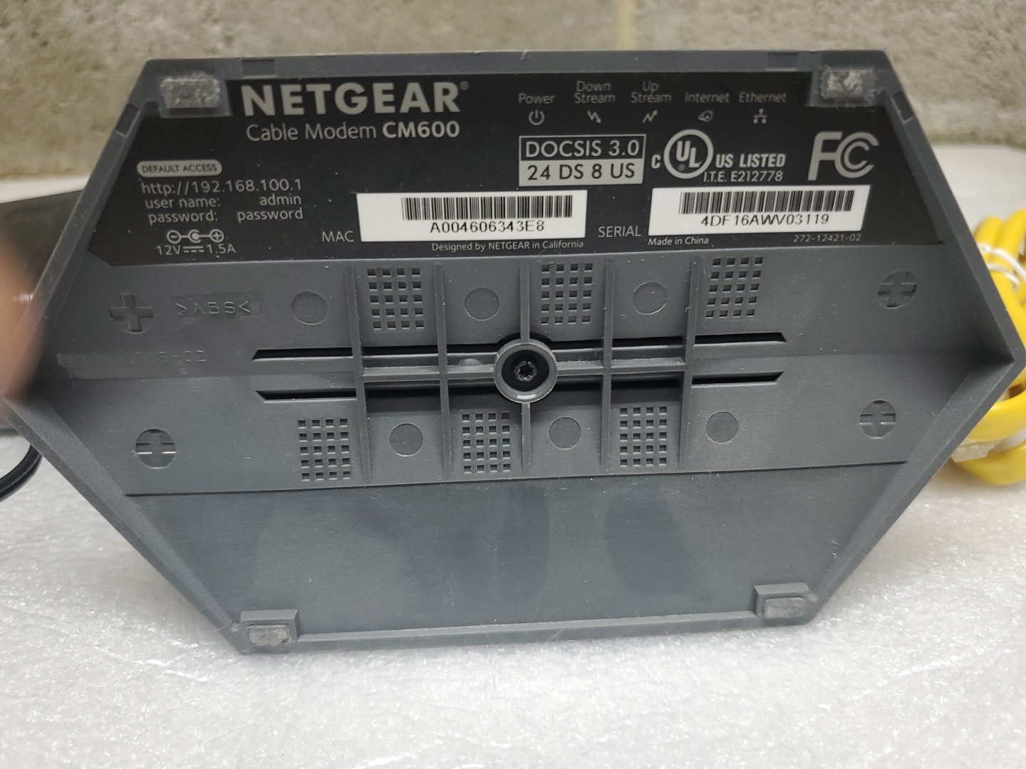 NETGEAR CM600-1AZNAS 960Mbps High Speed DOCSIS 3.0 Cable Modem