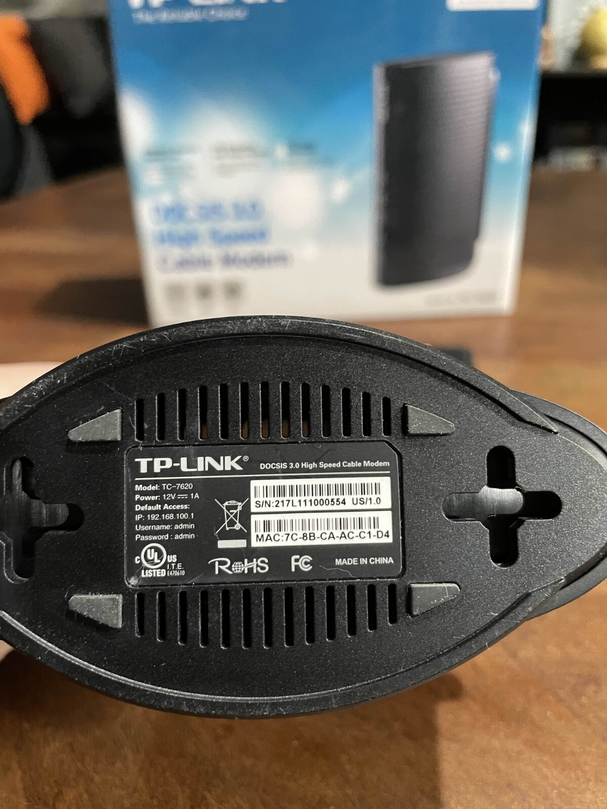 TP-LINK TC-7620 680Mbps Cable Modem TESTED WORKS GREAT Used Mint Condition