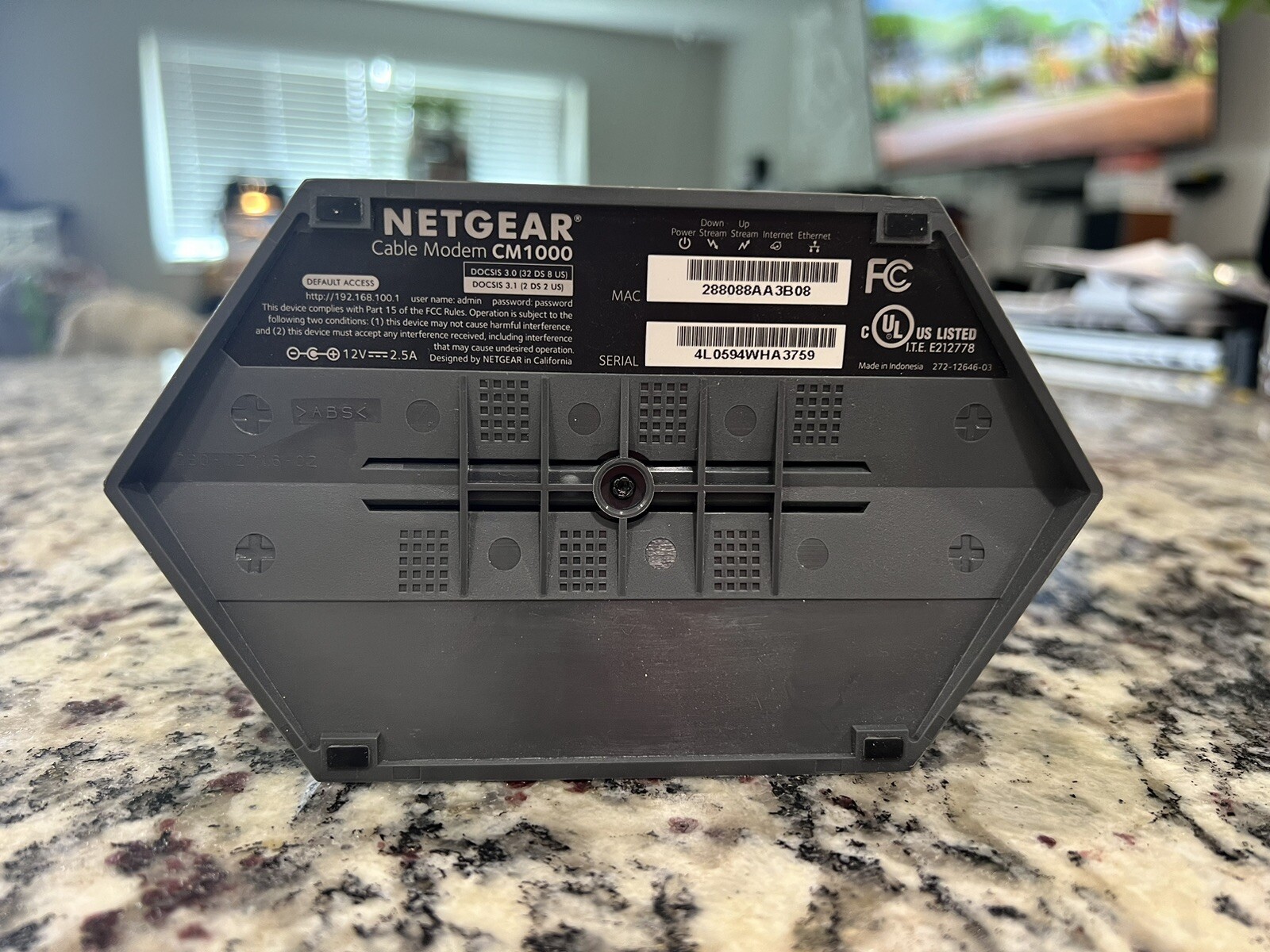 NETGEAR CM1000 DOCSIS 3.1 Cable Modem (CM1000-1AZNAS) W/ Power Cable