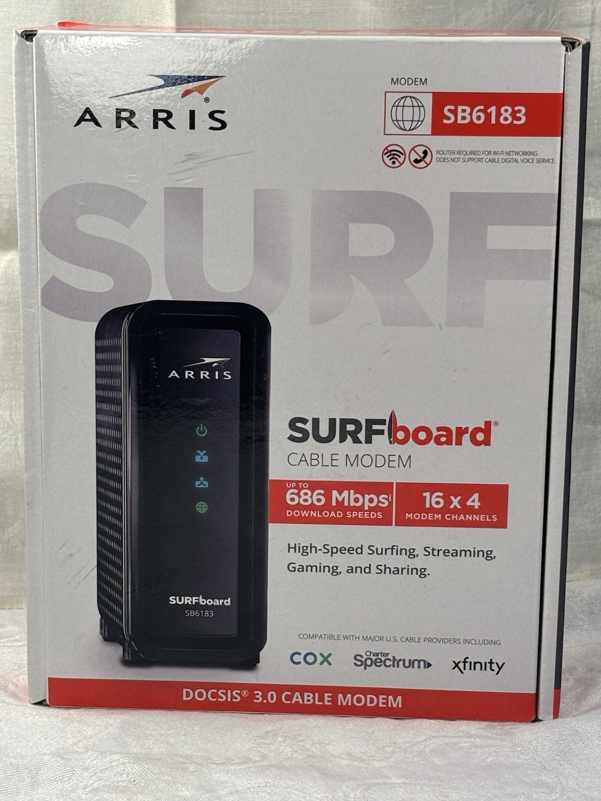 ARRIS SURFboard SB6183 DOCSIS 3.0 Cable Modem – BLACK NEW OPEN BOX SHIPS FAST