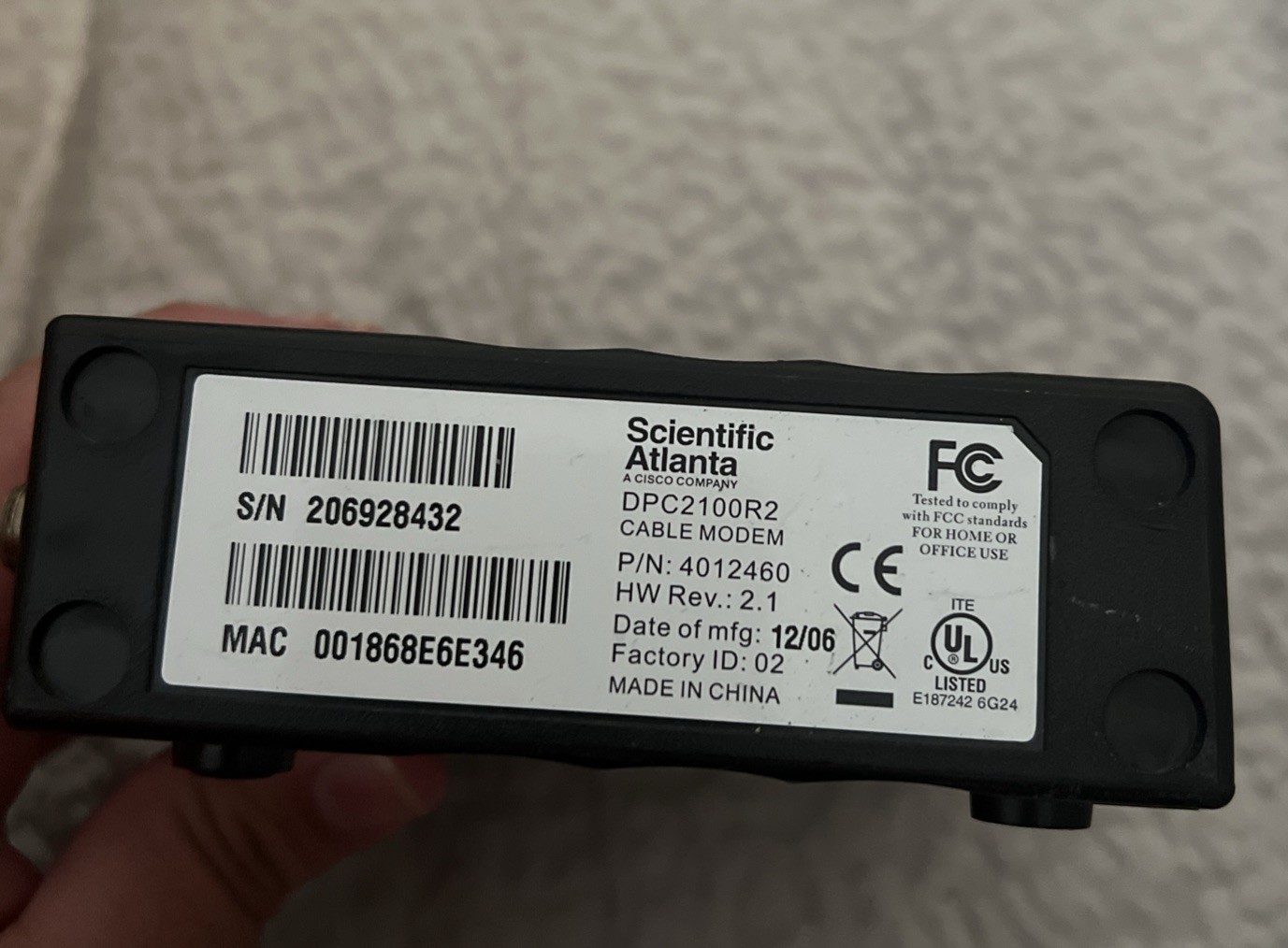 (UNTESTED) Scientific-Atlanta WebStar Cable Modem