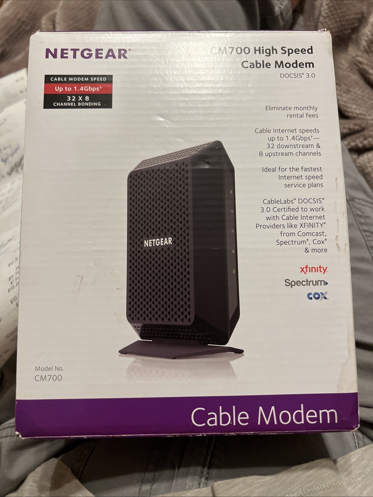 NETGEAR CM700-100NAR High Speed DOCSIS 3.0 Cable Modem No Ethernet Cable
