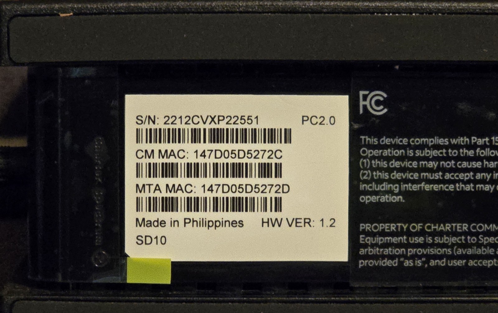Spectrum DOCSIS 3.1 2.5G eMTA Cable Modem Router ES2251 – Used Tested Works