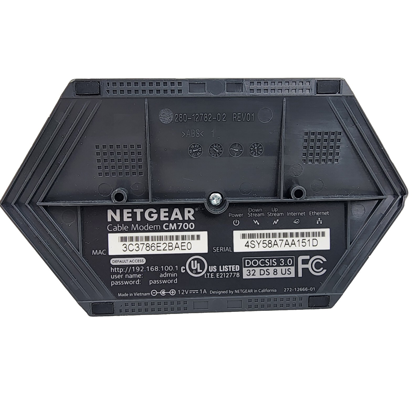 NETGEAR CM700 High Speed Cable Modem 32×8 1.4Gbps DOCSIS 3.0 0L0463203