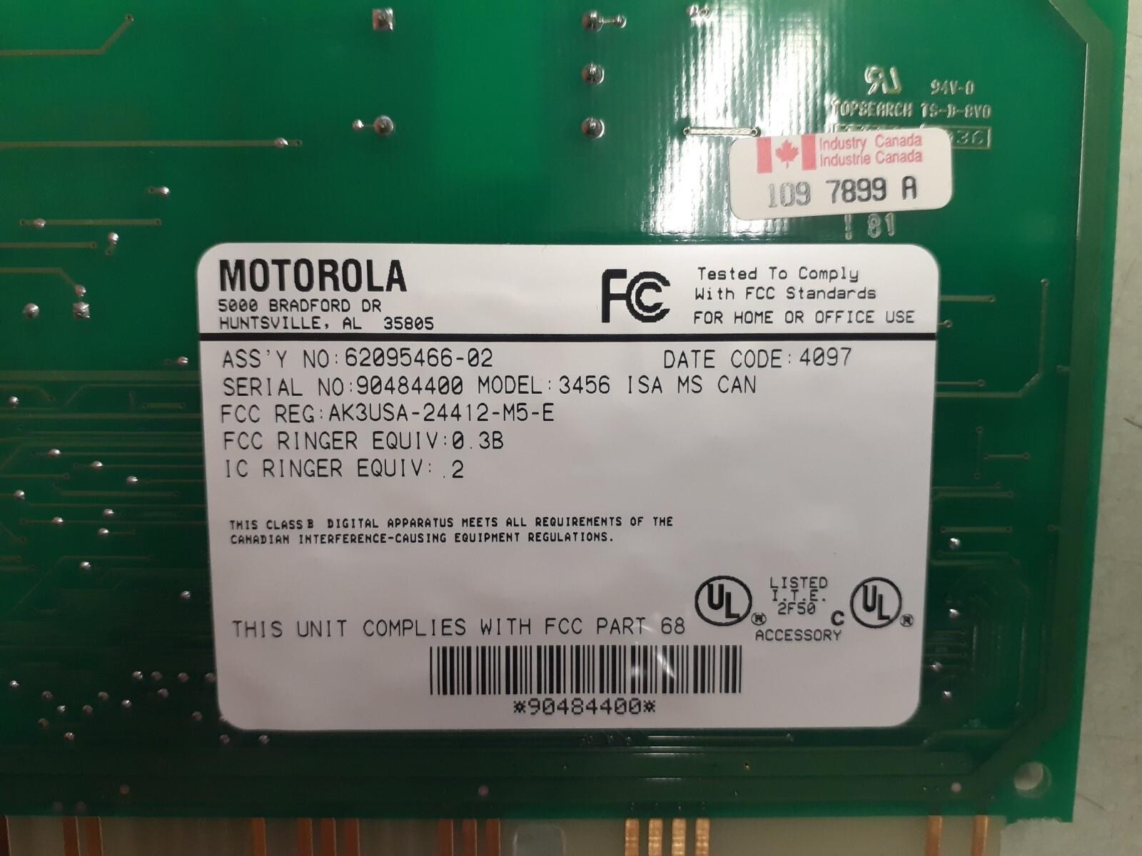 MOTOROLA 62095466-02 ISA MODEM AK3USA-24412-M5-E