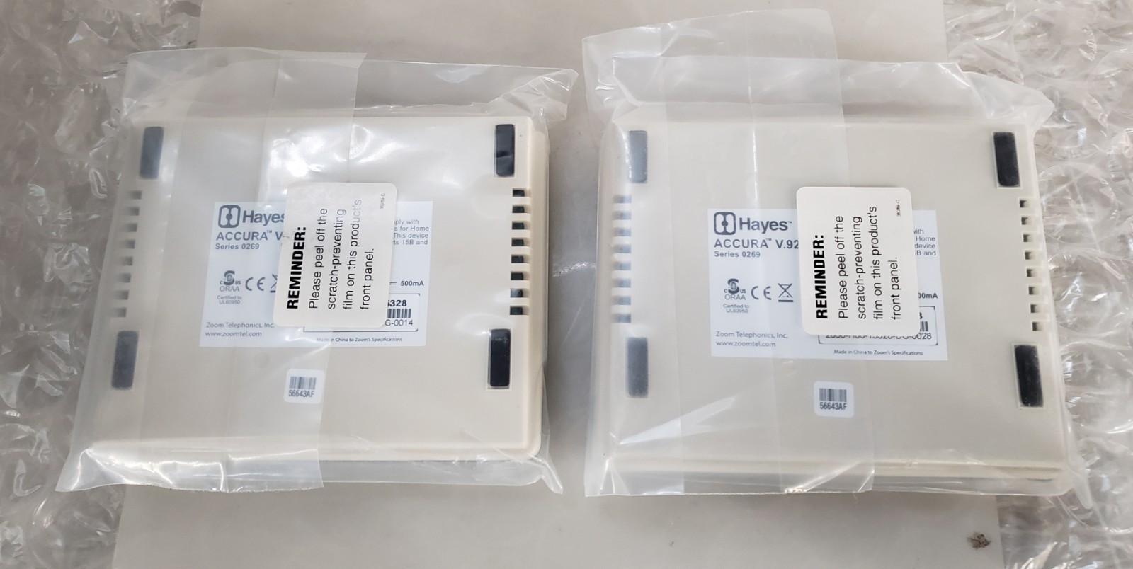 Pair of Hayes Accura V.92 series 0269 External FaxModem NO AC NEW *OUT OF BOX*
