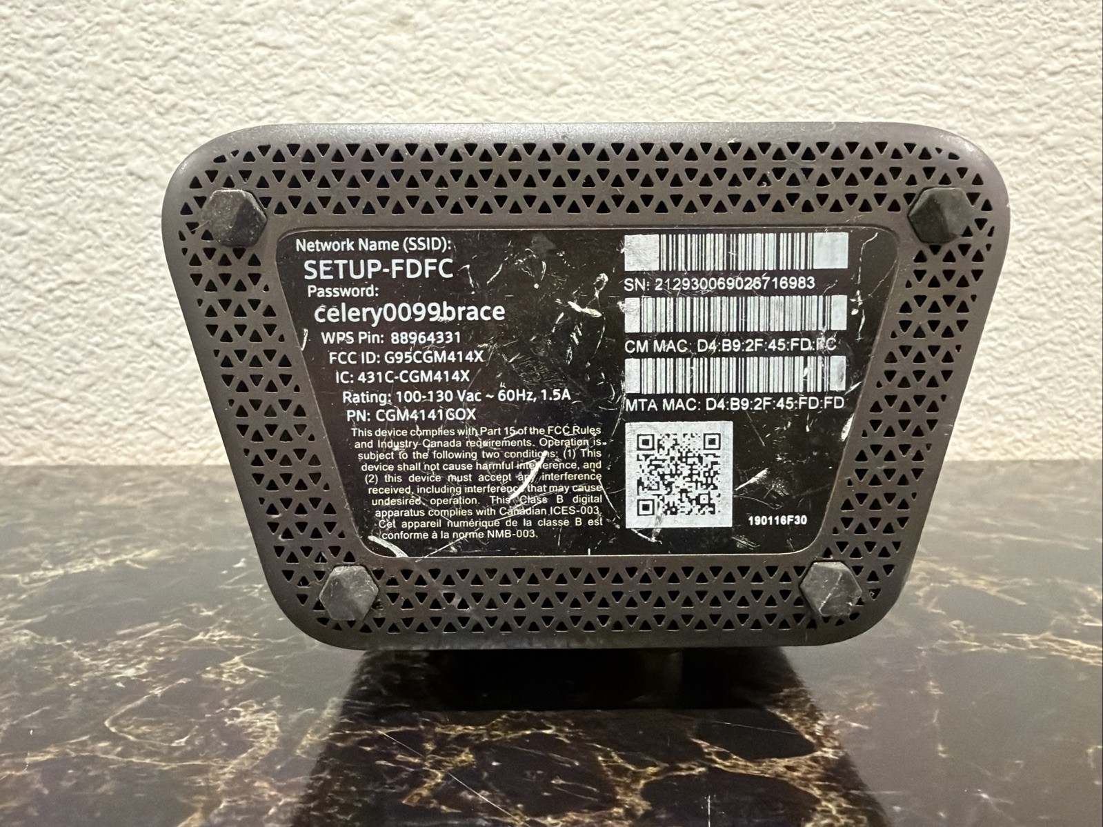 COX Panoramic WIFI Gateway Modem/Router [CGM4141COX] No Cables