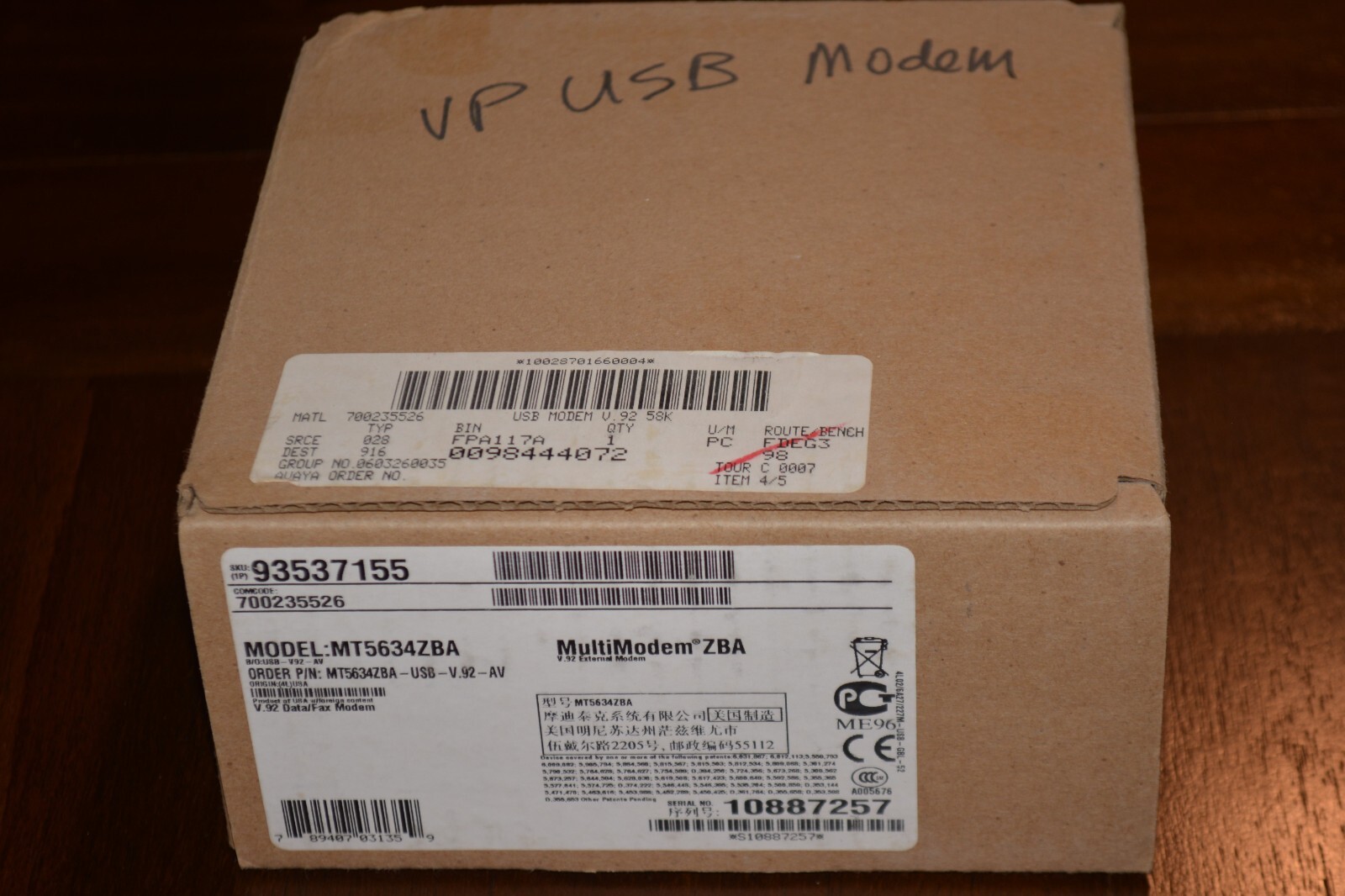 MultiTech MultiModmes MT5634ZBA USB V.92 AV External Desktop Data Fax Modem