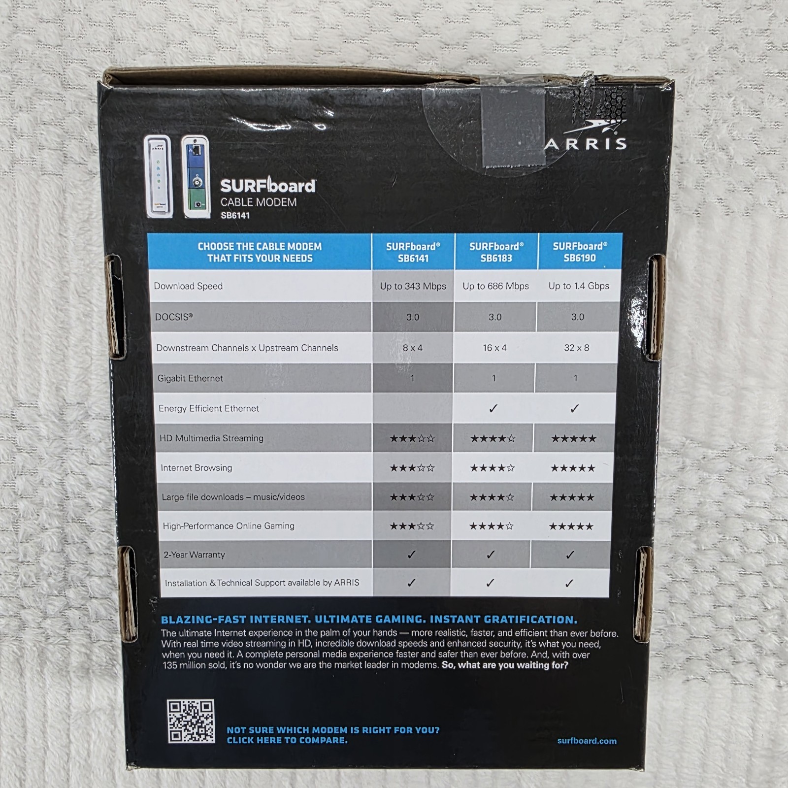 ARRIS Motorola Surfboard SB6141 DOCSIS 3.0 Cable Modem New Open Box