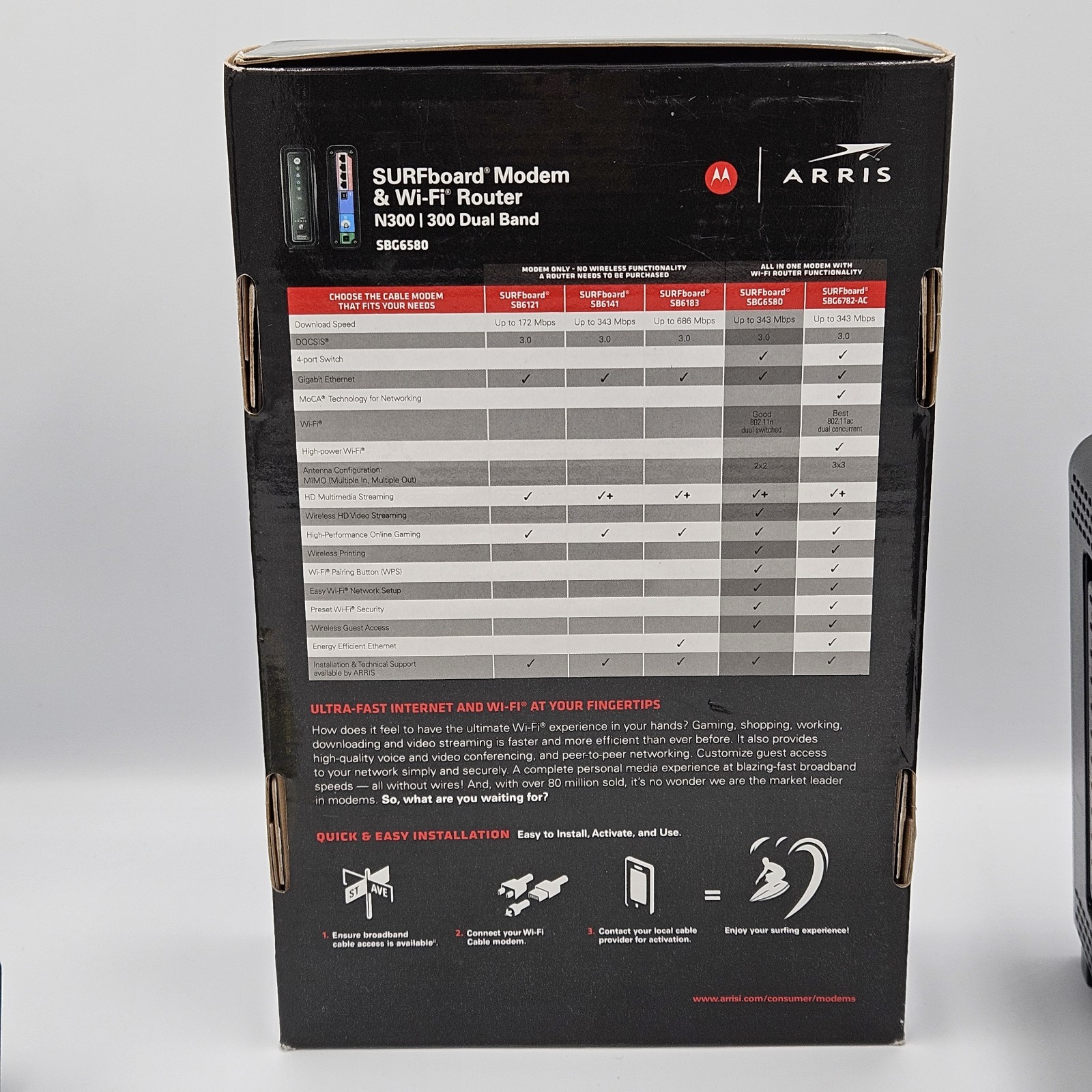 Motorola ARRIS SURFboard SBG6580 DOCSIS 3.0 Cable Modem and Wi-Fi Router N300