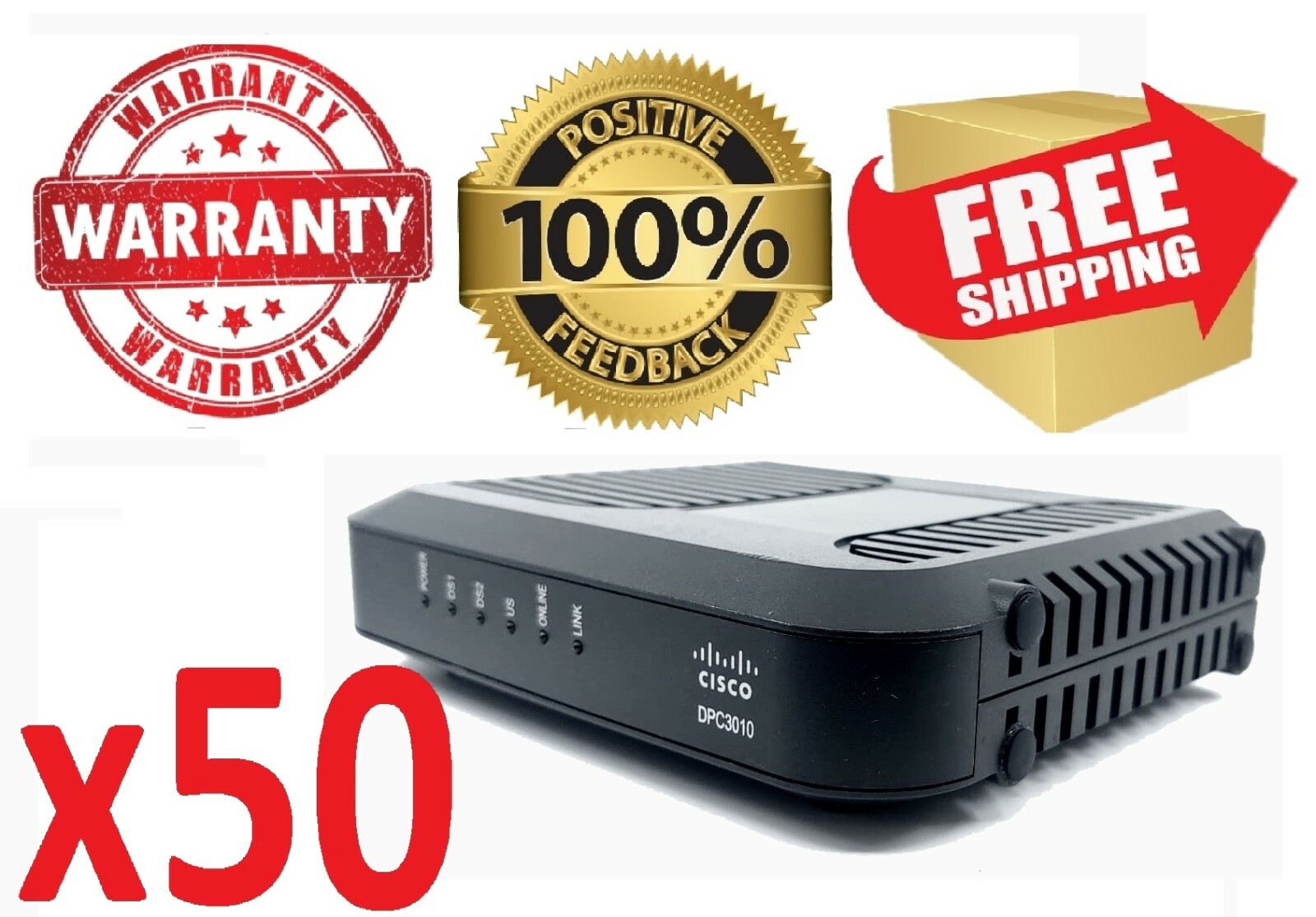 LOT x50 CISCO DPC3010 8×4 DOCSIS 3.0 Cable Modems with POWERS
