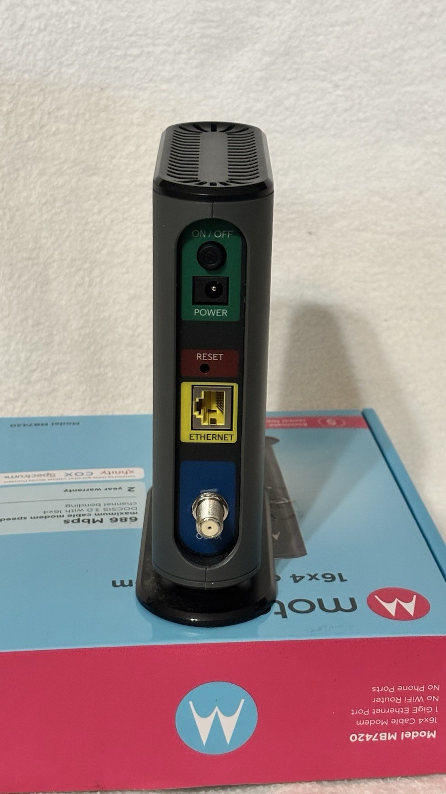 Motorola Black 16×4 Cable Modem Model MB 7420 Only Modem W/O Accessories Tested