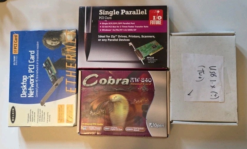 Lot Of 5 Vintage PC Cards – Cobra Sound, Network, Single Parallel PCI, Ethernet