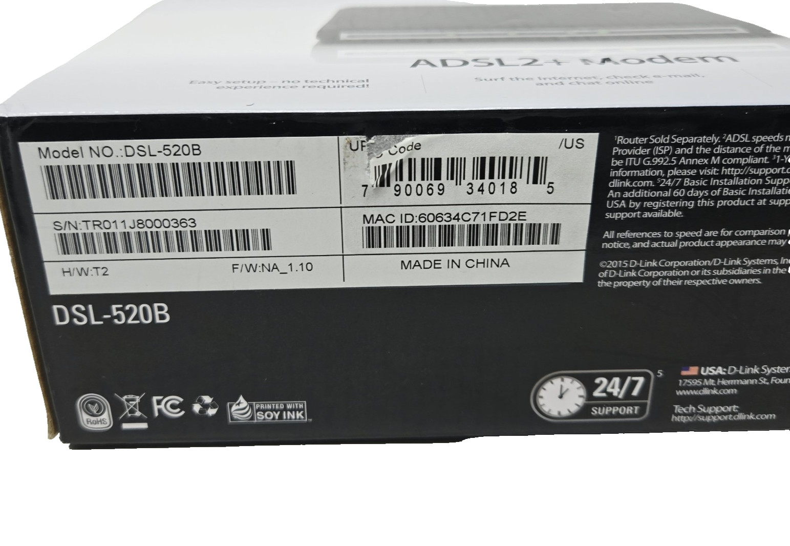 D-Link ADSL2+ Ethernet Modem-DSL-520B Broadband