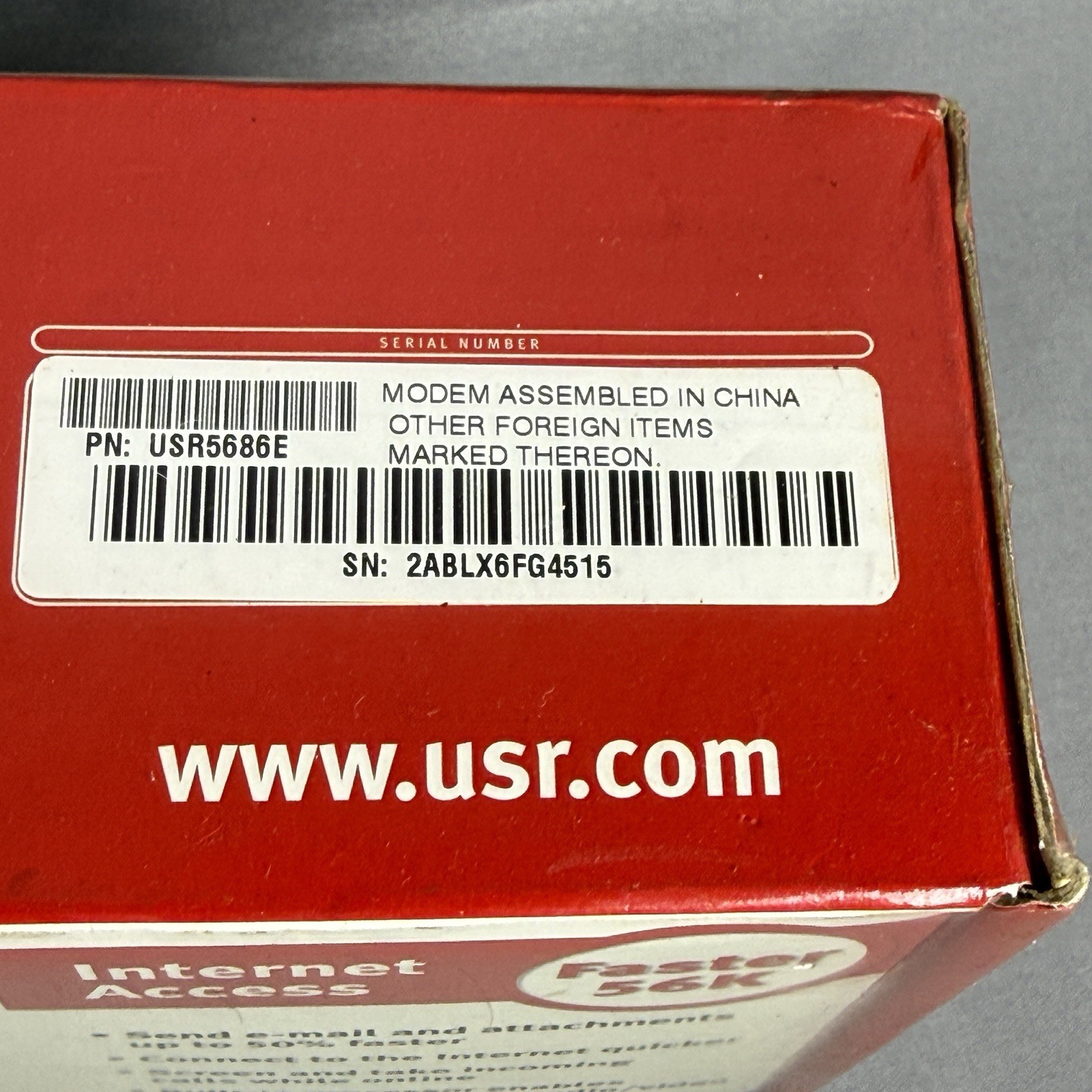 56K Faxmodem US Robotics, V.92, Model 5686E
