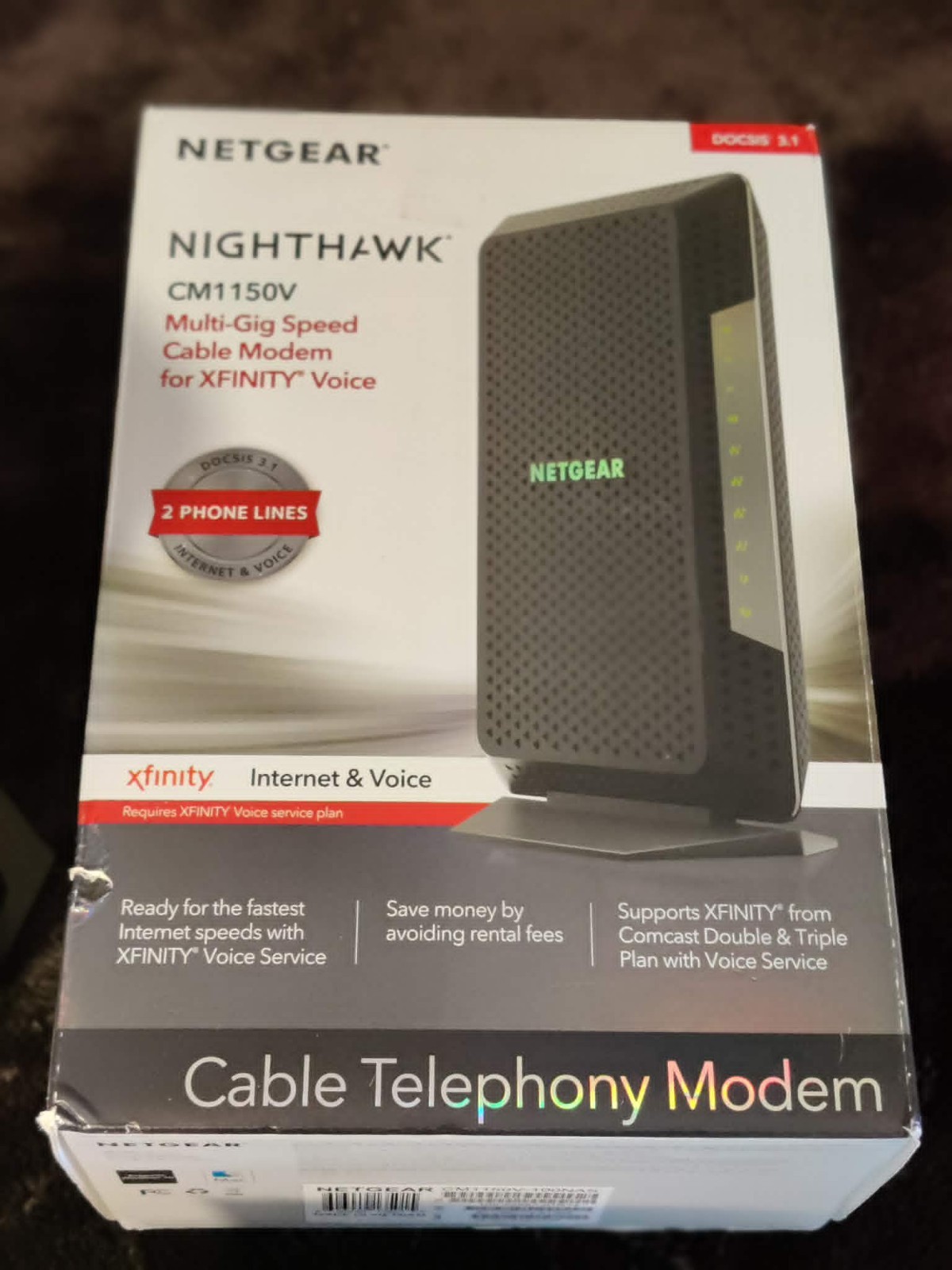 NETGEAR CM1150V Nighthawk Multi-Gig Speed Cable Modem for XFINITY Voice